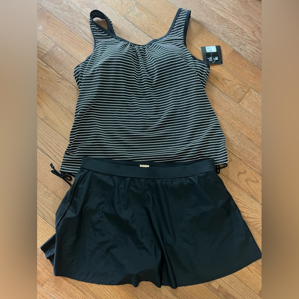 Sea Black and White Striped Swim Set